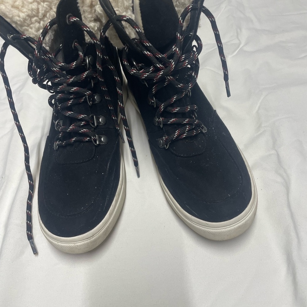 Madden Girl Black and White High-Top Sneakers